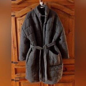 Lunya Quilted Restore Double Faced Lounge Coat Dark Grey
